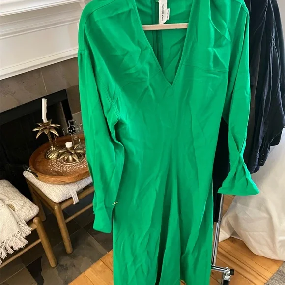 Victoria Beckham Green Bell Sleeve Sheath Dress
